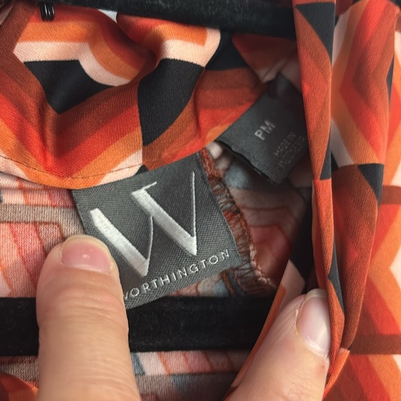 Worthington Orange Bishop Sleeve Midi Dress - Picture 2 of 4